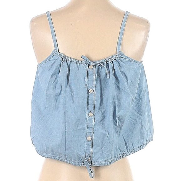 MADEWELL cotton hemp chambray blue denim tank top shirt S Small crop top cropped - Picture 2 of 2